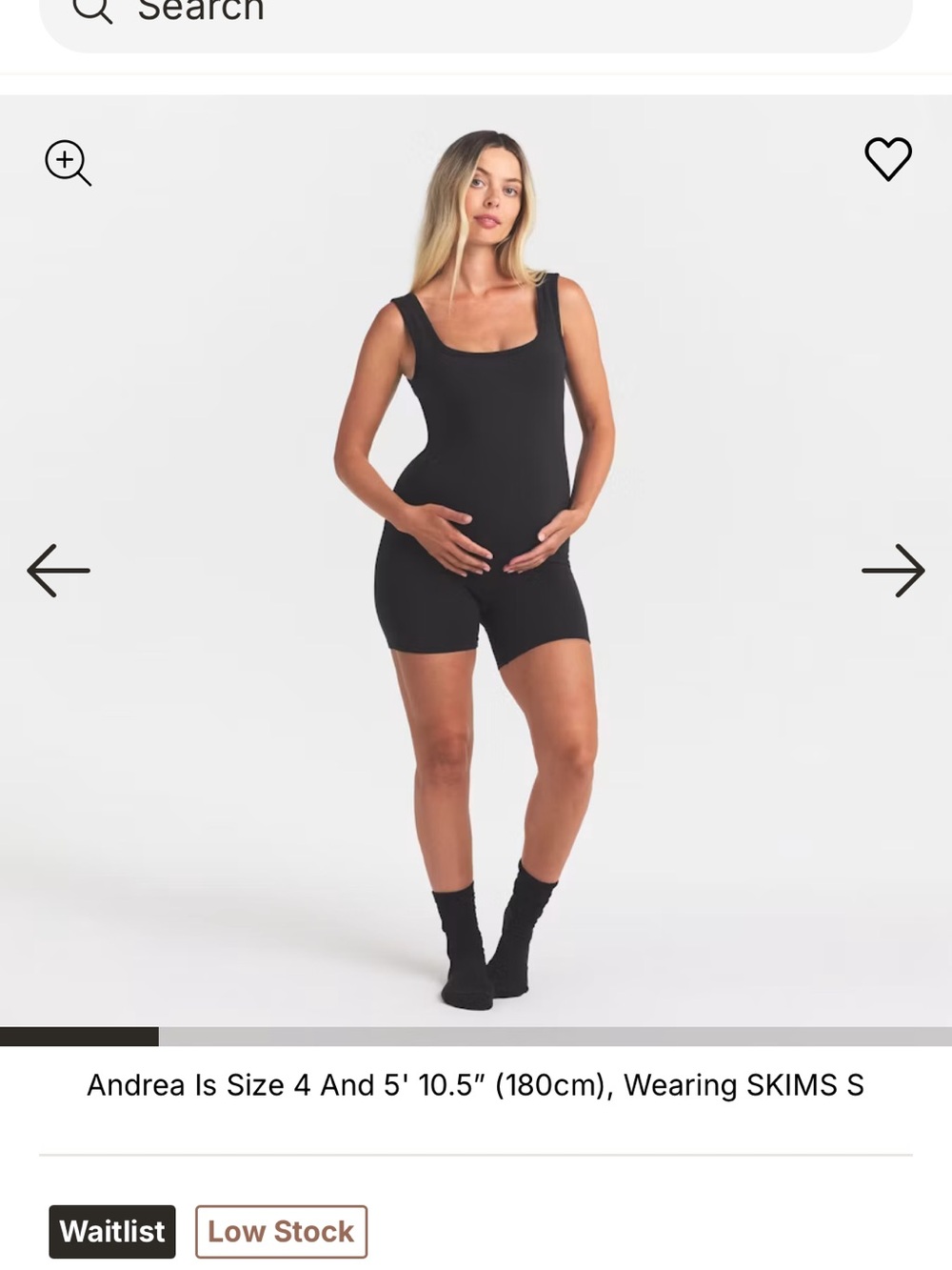 SKIMS Black Maternity Scoop-Neck Bodysuit Romper NWOT